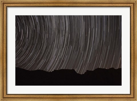 Framed Star trails above a valley in the Firoozkooh area, Iran Print