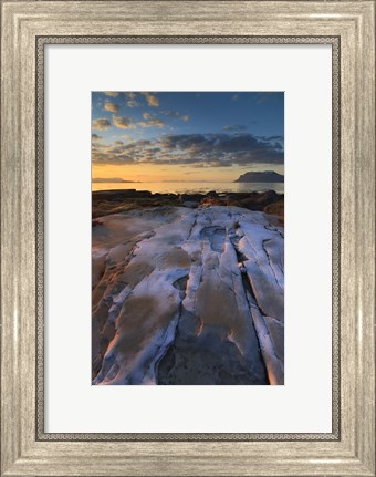 Framed Summer evening looking out over Vagsfjorden, Troms County, Norway Print