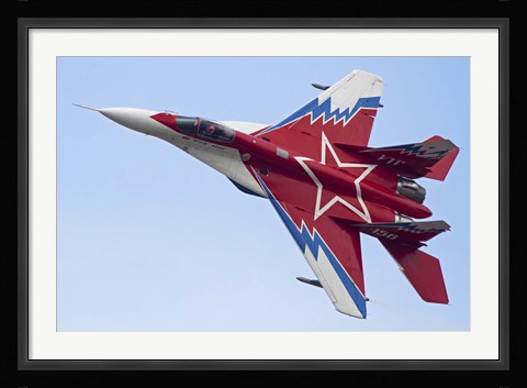 Framed Top view of a Russian MiG-29OVT aerobatic aircraft Print
