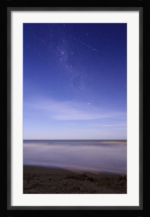 Framed meteor crossing the Milky Way, Miramar, Argentina Print