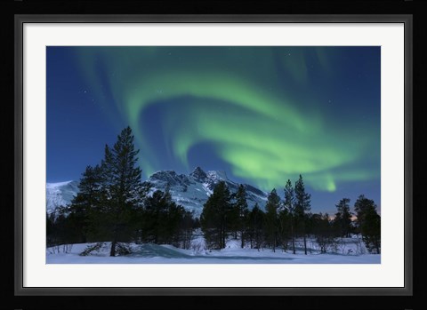 Framed Aurora Borealis over Nova Mountain Wilderness, Troms, Norway Print