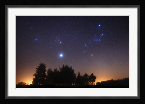 Framed Pleiades, Taurus and Orion with Jupiter over Doyle, Argentina Print