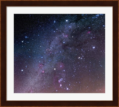 Framed Winter sky panorama with various deep sky objects Print