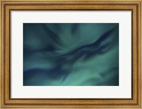 Framed Aurora Borealis over Sandstrand, Troms County, Norway Print