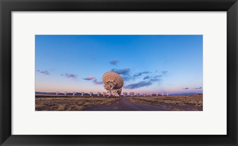 Framed Very Large Array radio telescope in New Mexico at sunset Print