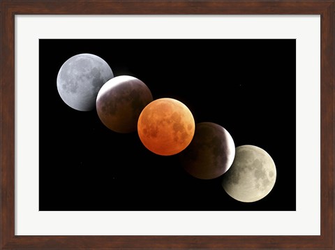 Framed Digital composite of total lunar eclipse Print
