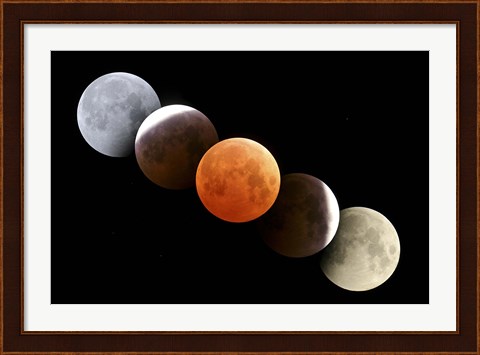 Framed Digital composite of total lunar eclipse Print