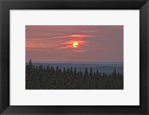 Framed Sunset at Horseshoe Canyon, Cypress Hills Interprovincial Park, Alberta, Canada Print