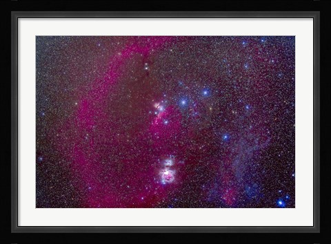 Framed Orion Nebula, Belt of Orion, Sword of Orion and nebulosity Print