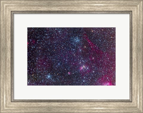 Framed Pinwheel Cluster and Starfish Cluster in the constellation Auriga Print