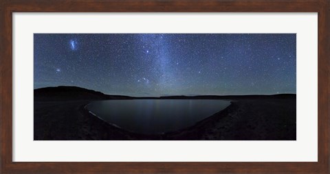 Framed panoramic view of the Milky Way and La Azul lagoon in Somuncura, Argentina Print