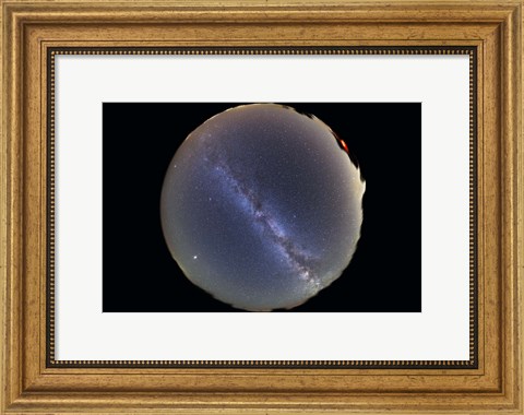 Framed Fish-eye lens view of sky with Milky Way Print