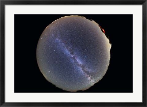 Framed Fish-eye lens view of sky with Milky Way Print