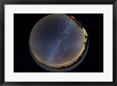 Framed Fish-eye lens view of the northern winter sky Print