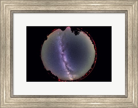 Framed Fish-eye lens view of the summer Milky Way Print