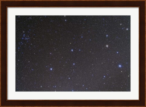 Framed constellation of Leo and the Coma Star Cluster in Coma Berenices Print