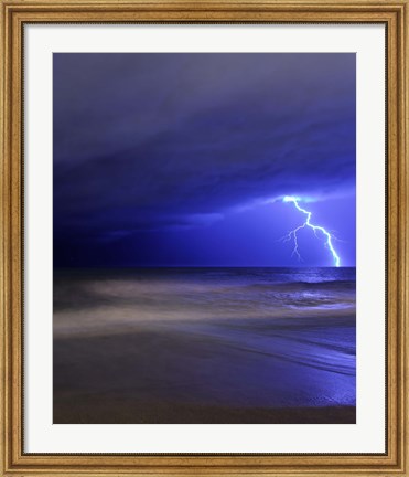 Framed bolt of lightning from an approaching storm in Miramar, Argentina Print
