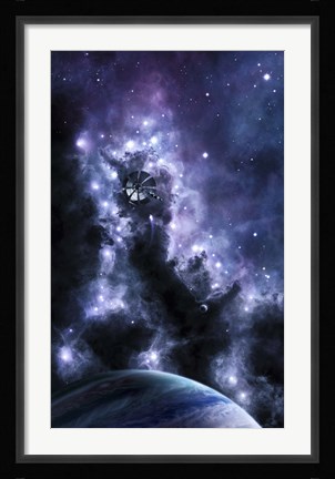 Framed solar sail appears from the dusty depths of the Midnight Nebula Print