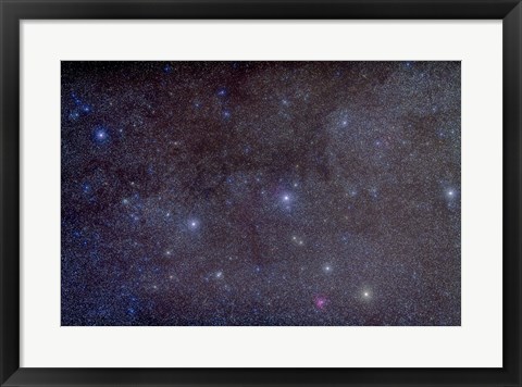 Framed Widefield view of the constellation Cassiopeia with nearby deep sky objects Print