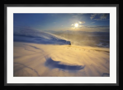 Framed blizzard on Toviktinden Mountain in Troms County, Norway Print
