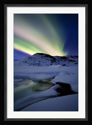 Framed Aurora Borealis over Mikkelfjellet Mountain in Troms County, Norway Print