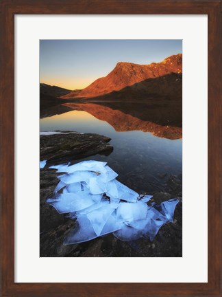Framed Ice flakes in the shadows of Skittendalen Valley in Troms County, Norway Print