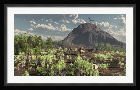 Framed lone Tyrannosaurus Rex scavenges for food Print