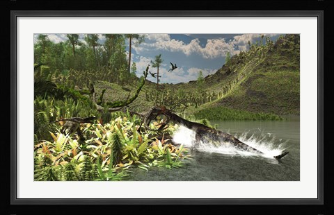 Framed Nothosaurus catches an unware Ceolophysis Print