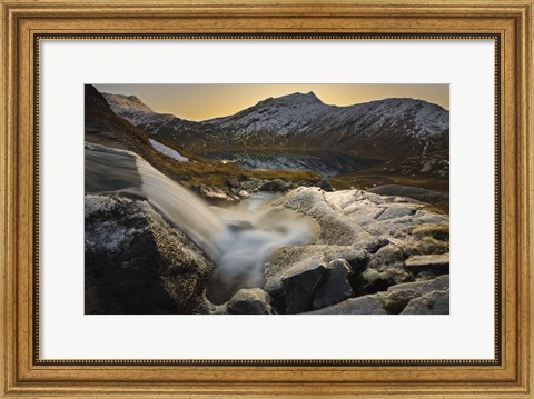 Framed small creek running through Skittendalen Valley in Troms County, Norway Print