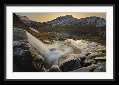 Framed small creek running through Skittendalen Valley in Troms County, Norway Print