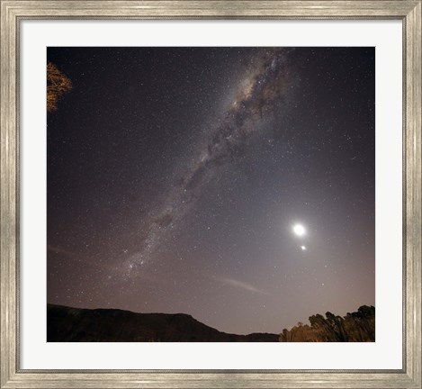 Framed Milky Way, the Moon and Venus over the fields in Azul, Argentina Print