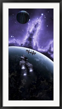 Framed blockade runner Treacherous Patronage nears it's destination Print