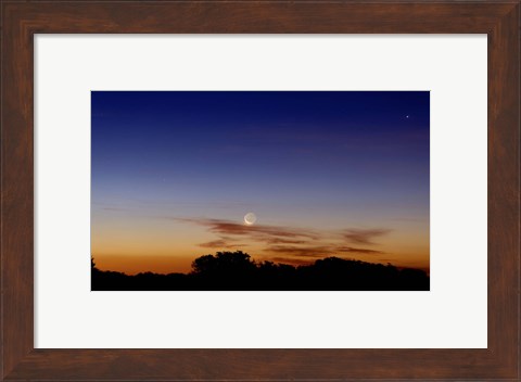 Framed Moon and Jupiter in conjunction with Jupiter&#39;s moons Print