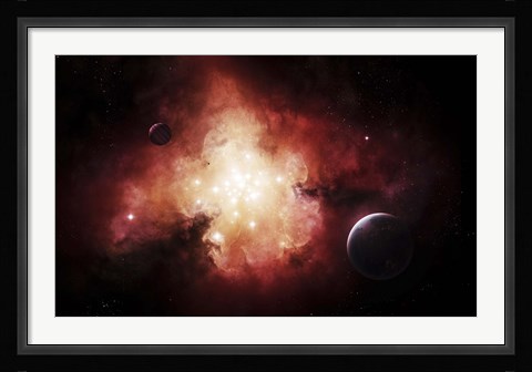 Framed birth of numerous stars exposing their light to the universe Print
