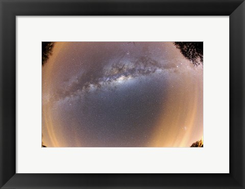 Framed Milky Way at zenital position with some thin clouds at the horizon Print