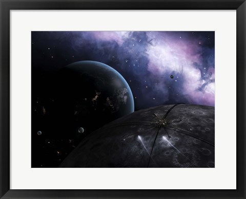 Framed Two courier shuttles pass near Eione on their way to Nereus Print