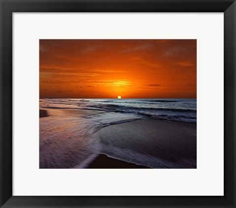 Framed Two crossing waves at sunrise in Miramar, Argentina Print