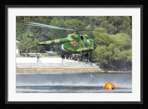 Framed Bulgarian Air Force Mi-17 taking water with Bambi Bucket Print