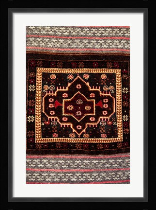 Framed Africa, Tanzania, Zanzibar, Stone Town. Close-up of hand-made carpet. Print