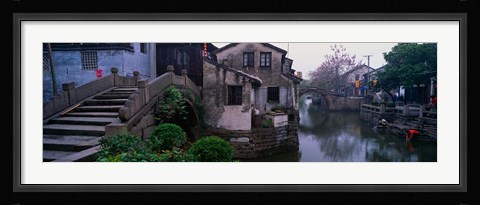 Framed Ancient Town and Canal, China Print
