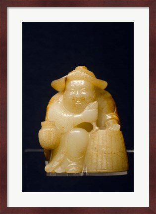 Framed China, Shanghai, Shanghai Museum. Carved jade fisherman. Print