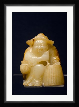 Framed China, Shanghai, Shanghai Museum. Carved jade fisherman. Print