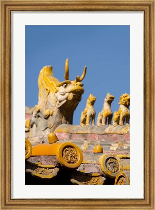 Framed Dragon roof, Hall of Consolation, Forbidden City, Beijing, China Print