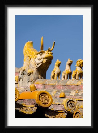 Framed Dragon roof, Hall of Consolation, Forbidden City, Beijing, China Print