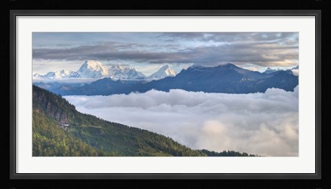 Framed Asia, Bhutan, Mt Jumolhari, Chelela Pass Print
