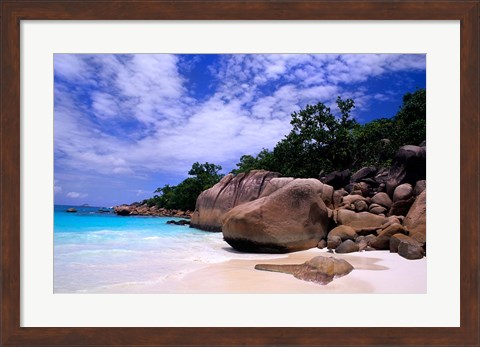 Framed Beach, La Digue in the Seychelle Islands Print