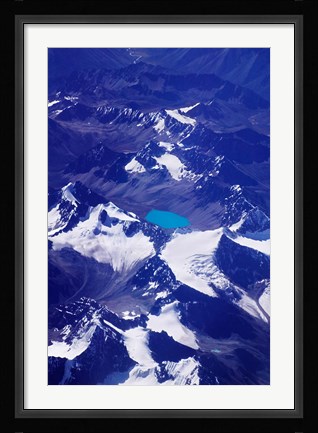 Framed Aerial View of Snow-Capped Peaks on the Tibetan Plateau, Himalayas, Tibet, China Print