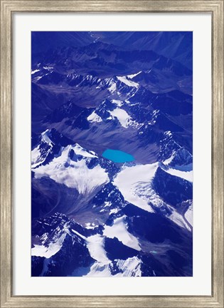 Framed Aerial View of Snow-Capped Peaks on the Tibetan Plateau, Himalayas, Tibet, China Print