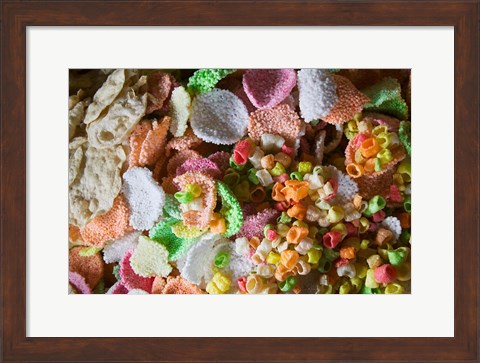 Framed Colorful Crispy Rice Crackers as Sacrificial Offerings, Bumthang, Bhutan Print