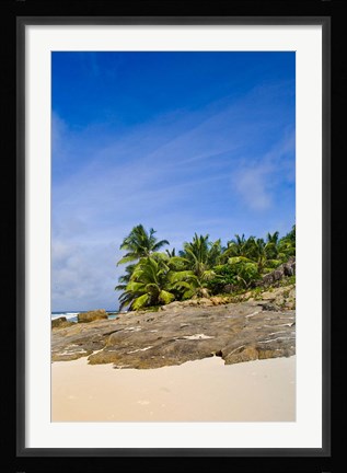 Framed Anse Bambous Beach on Fregate Island, Seychelles Print